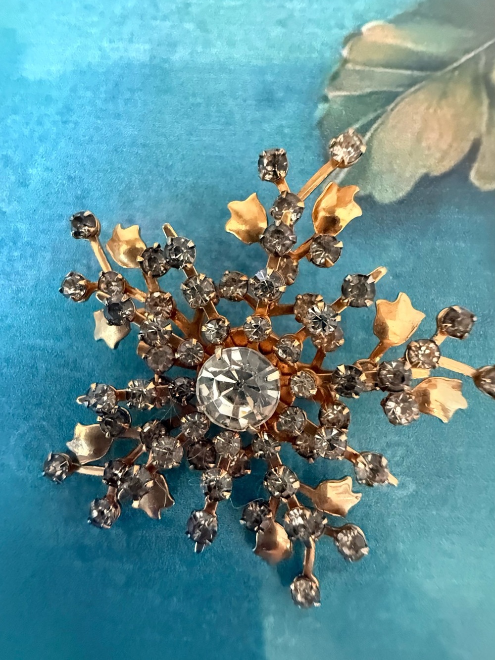Gold-Tone Crystal Snowflake Brooch - Clear Rhinestones